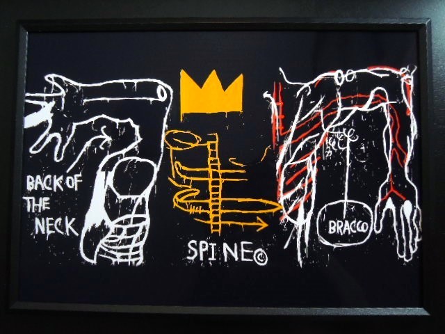 A4 額付き ポスター Basquiat バスキア 降谷建志 インテリア 絵画 ドラゴンアッシュ Back of the Neck 1983  ストリート アート