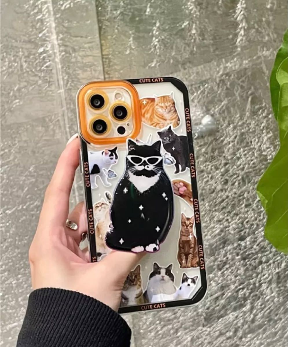 iPhone 13pro Max ケース カバー 猫 キャット ソフト Apple リング スマホ 携帯 シリコン ねこ アニメ