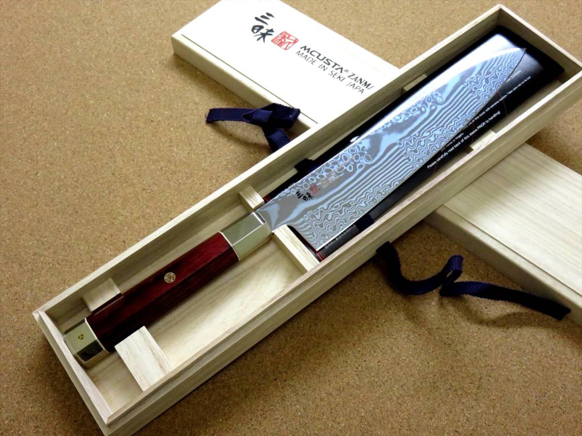 関の刃物 牛刀 21cm (210mm) 三昧 荒波 VG-10 VG-2 コアレス鋼ステンレス 赤合板 精肉の仕分け 魚の処理 野菜切りなど 両刃万能包丁 日本製