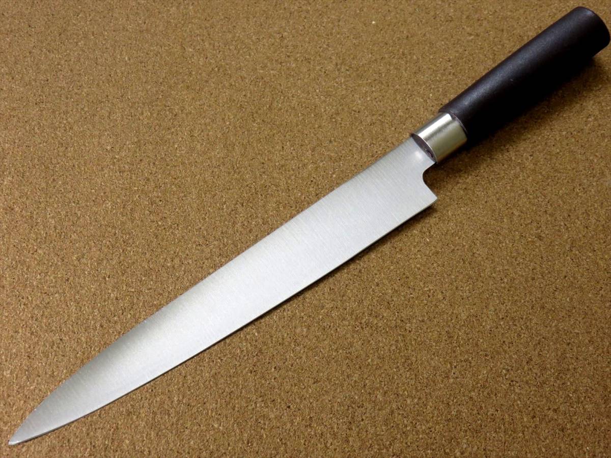 関の刃物 刺身包丁 20.5cm (205mm) 濃州正宗作 ステンレス刃物鋼 家庭用 刺身を一方向に引き切る 刃渡りが長めの片刃包丁 右利き用 日本製_画像3