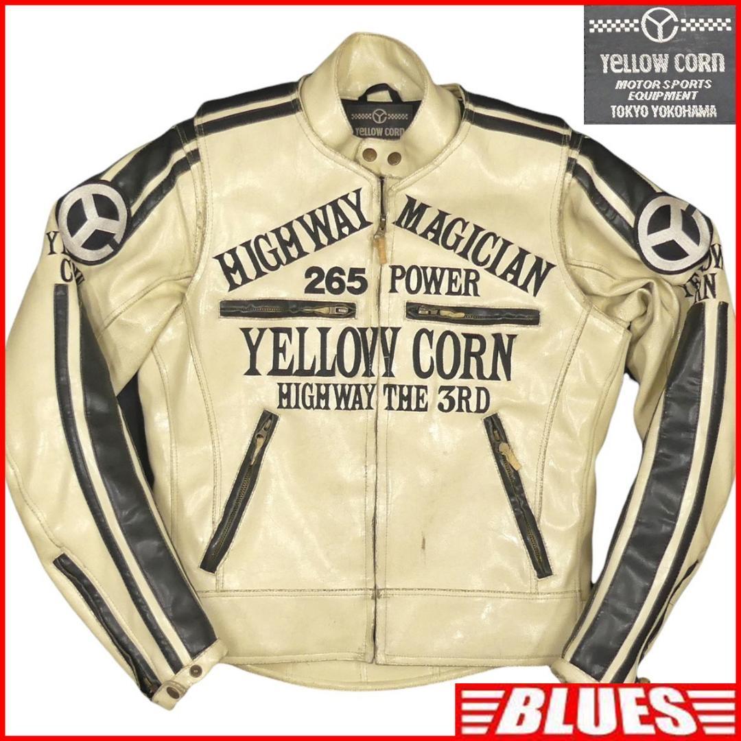 即決 YELLOW CORN メンズM フェイクレザー ライダースジャケット 即決 YELLOW CORN メンズM フェイクレザー ライダースジャケット