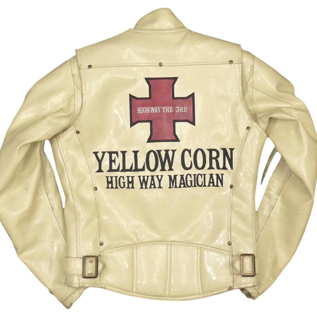 即決 YELLOW CORN メンズM フェイクレザー ライダースジャケット 即決 YELLOW CORN メンズM フェイクレザー ライダースジャケット