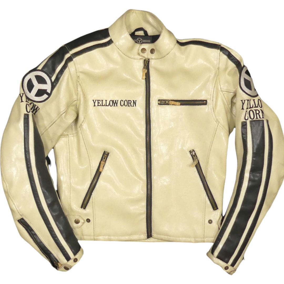 即決 YELLOW CORN メンズM フェイクレザー ライダースジャケット 即決 YELLOW CORN メンズM フェイクレザー ライダースジャケット