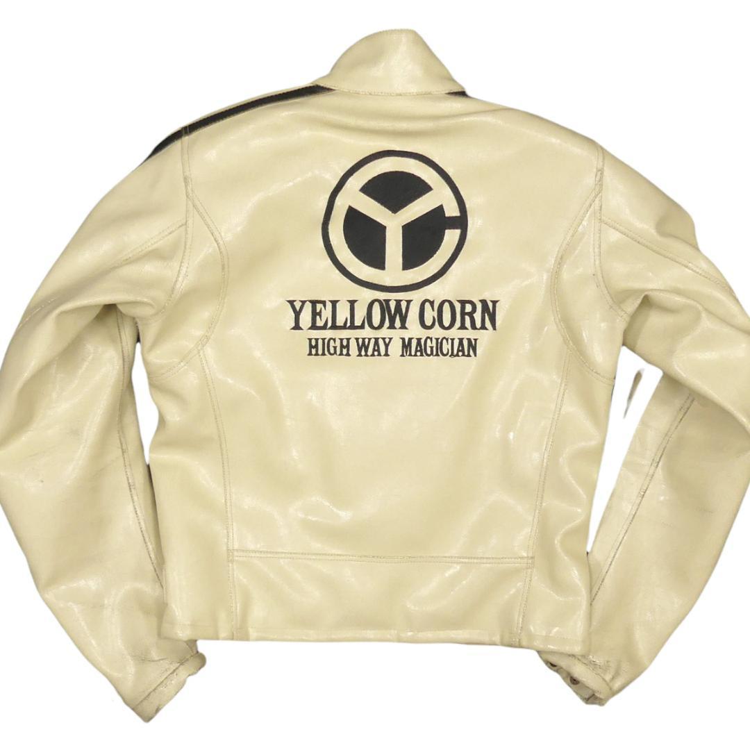 即決 YELLOW CORN メンズM フェイクレザー ライダースジャケット 即決 YELLOW CORN メンズM フェイクレザー ライダースジャケット