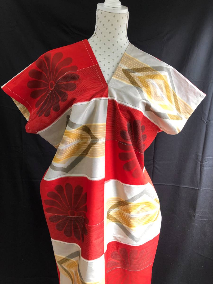 即決 新品 秩父・銘仙 ハンドメイド 着物・和服リメイク ロング丈