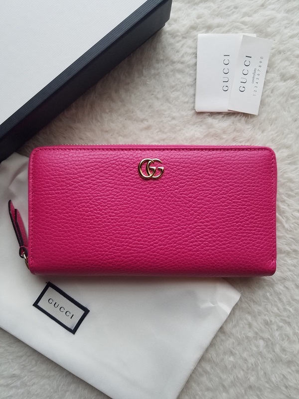 新品 GUCCI グッチ Petite Marmont ラウンドファスナー 長財布 ピンク