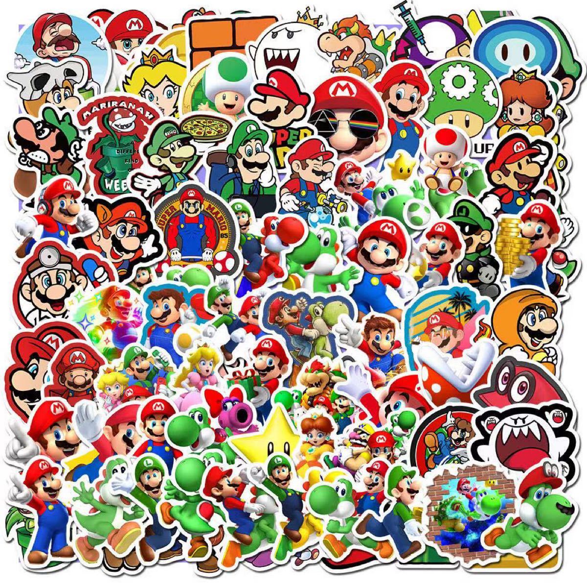 マリオ ステッカー シール100枚|PayPayフリマ No.1293 防水ステッカー モノクロ