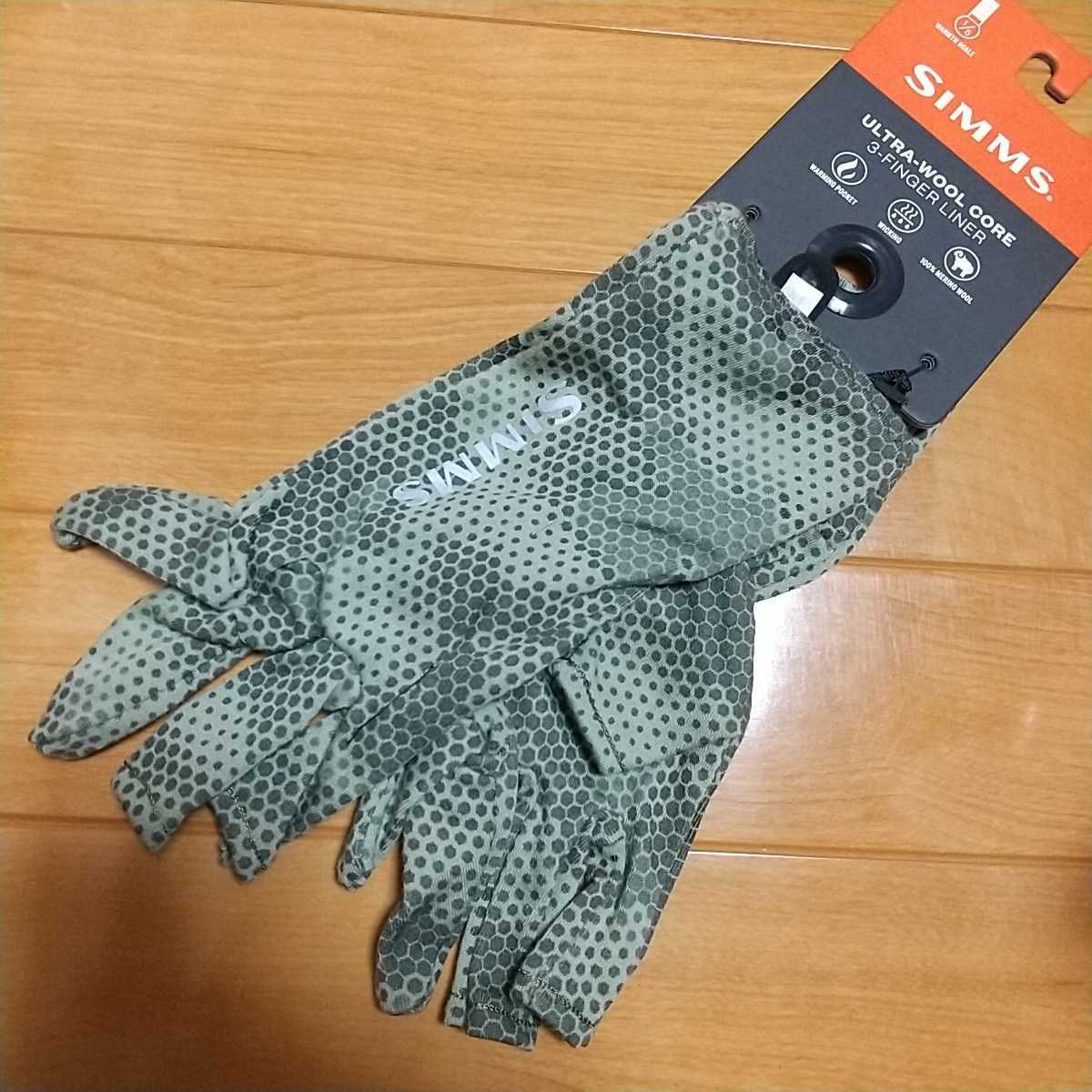 Simms Ultra-wool Core 3-Finger Liner Glove Syms Ultra шерсть core 3 палец подкладка перчатка Hex Camo Loden XL