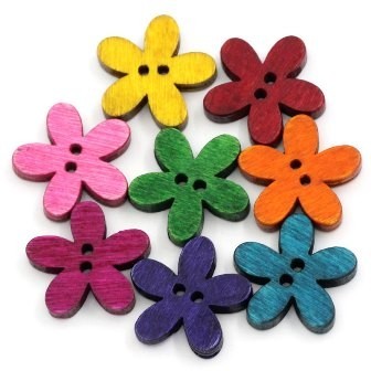  craft button 100 piece pack petal type wood button ( retro color ) Mix wooden button (20mm×19mm)