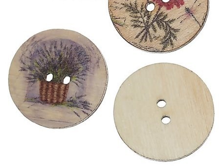  craft button flower pattern antique style print button ( Mix 100 piece ) wooden button tree. button 25mm