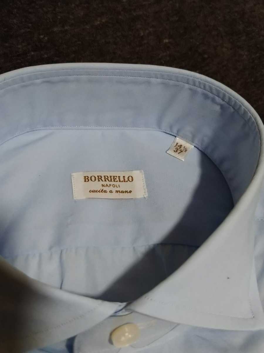 即出荷 新品☆BORRIELLO ブロード ドレスシャツ 白 ホワイト 37 シャツ