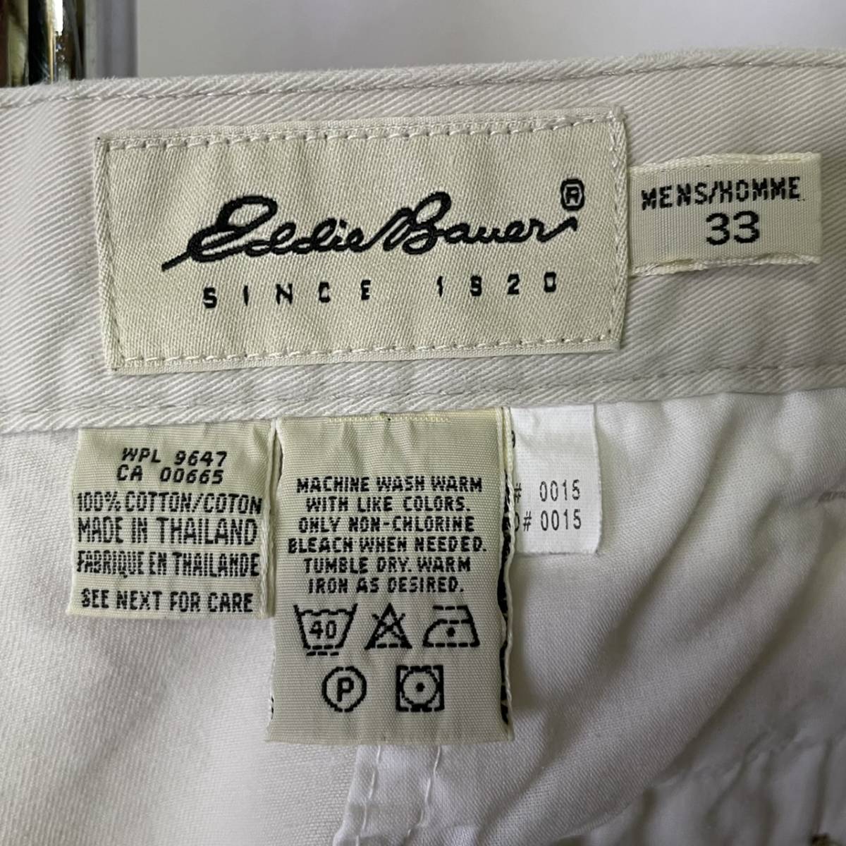 90s Eddie Bauer 白タグ 2タック チノ ショーツ W32 アイボリー ハーフ ショート パンツ エディーバウアー 80s 古着 オールド ビンテージ_画像3