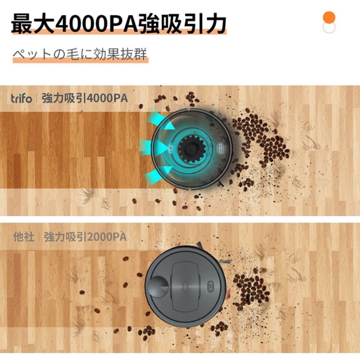 新品】Trifollie Emma ロボット掃除機 3000Pa強力吸引 薄型