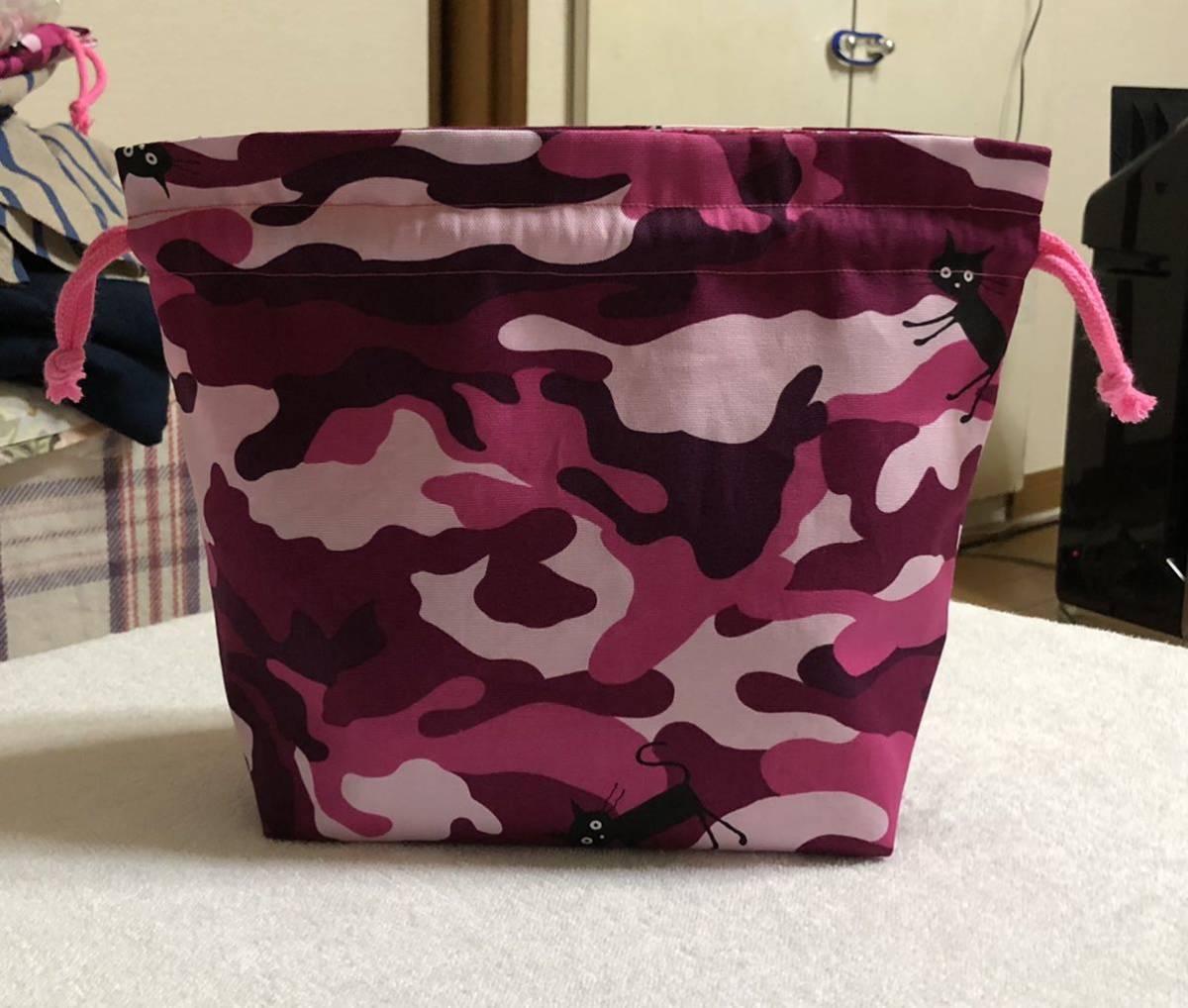  сумка для бэнто мешочек сумка сумка двусторонний камуфляж, камуфляж, кошка, розовый, полька-дот A-37
