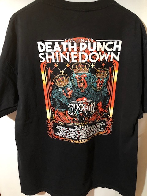 759★大きいサイズ ゆるダボ★USA古着 バンドT FIVE FINGER DEATH PUNCH オフィシャルツアーTシャツ ヘビメタ 黒 ブラック ALSTYLE 2XL_画像4