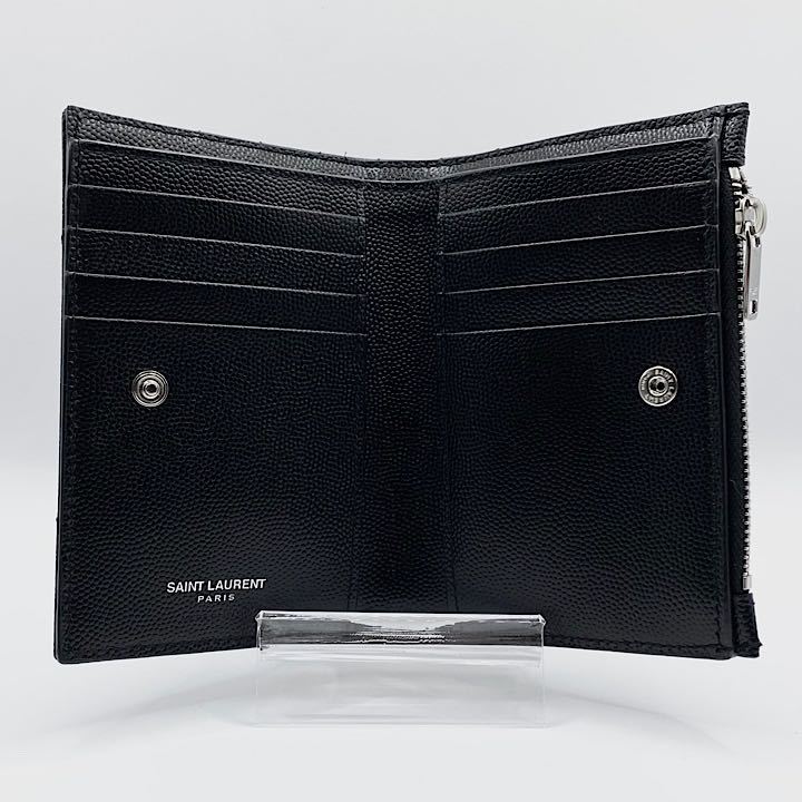 新品 Saint Laurent サンローランパリ レザー 二つ折り財布 ウォレット