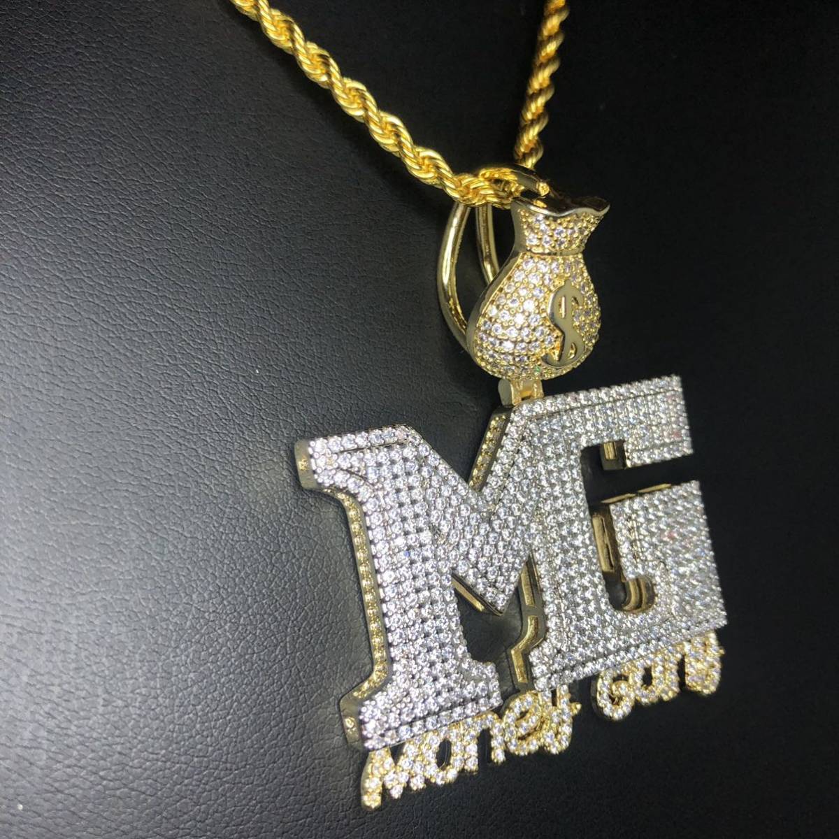 新品】ドル 袋 バック MG money gang ＄ゴールド 18k 金 メッキ