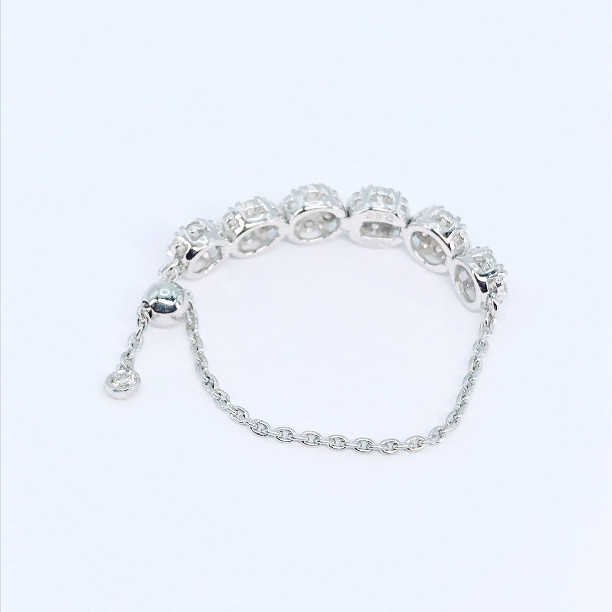 0.40ct QVC ダイヤモンド チェーンリング PT950 フリーサイズ 1号~22号 パヴェ ハーフエタニティ