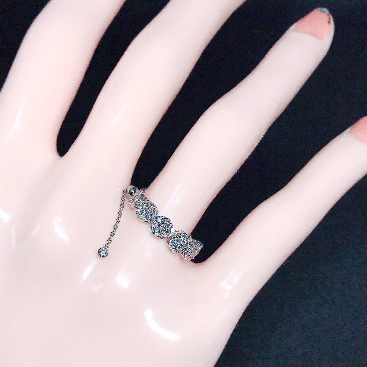 0.40ct QVC ダイヤモンド チェーンリング PT950 フリーサイズ 1号~22号 パヴェ ハーフエタニティ