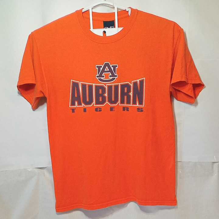 zcl-02t♪アメリカ古着 Auburn Tigers オーバーン タイガース Tシャツ USサイズ－M オレンジ　_画像1