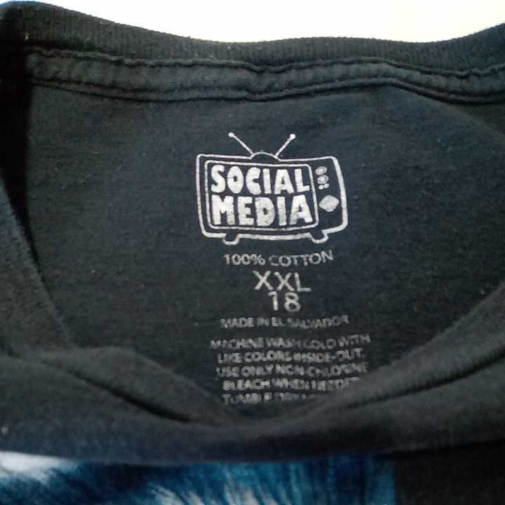 zcl-03t♪アメリカ古着SOCIAL MEDIA ソーシャルメディア　ウルフTシャツ USサイズ－XL ブラック 
