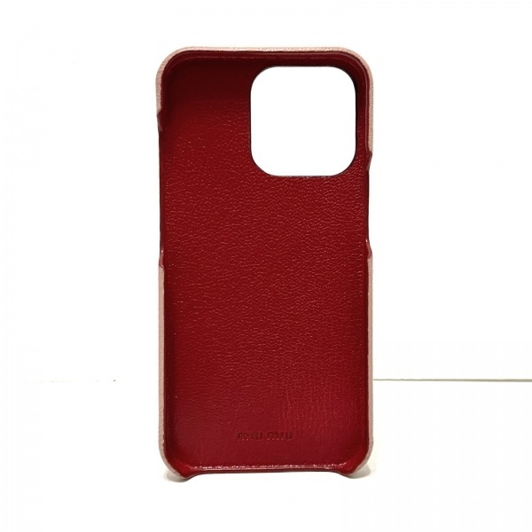 ミュウミュウ miumiu 携帯電話ケース 5ZH145 - レザー ピンクベージュ 2022新商品 Miumiu ケース ピンク iPhone 13pro その他
