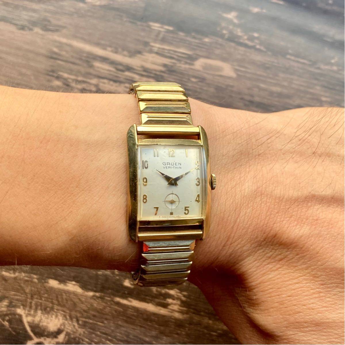 【動作良好】グリュエン アンティーク 腕時計 1940年代 手巻き メンズ GRUEN ビンテージ ウォッチ 男性