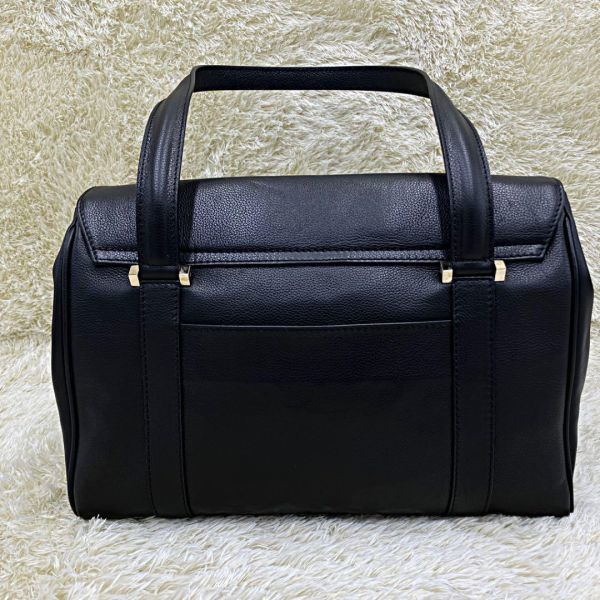 MORABITO】ハンドバッグ 上質レザー ブラック フラップ 金具 自立