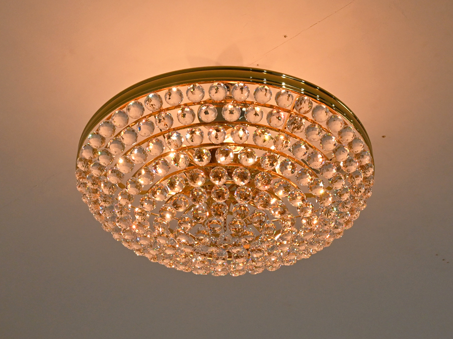 最高級 オーストリア DOTZAUER クリスタルガラス×真鍮色 シャンデリア 6灯 82.5万/アンティーク スワロフスキー ガレ アールデコ 照明 