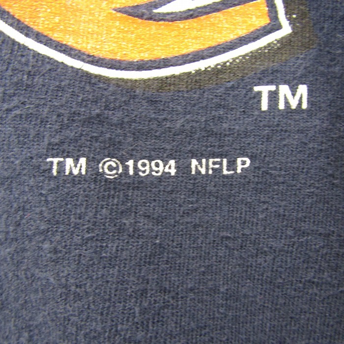 90s サイズ L LOGO7 NFL チームロゴ プリント Tシャツ 半袖 シングル シカゴ ベアーズ アメフト ネイビー 古着 ビンテージ 2JU1217_画像5