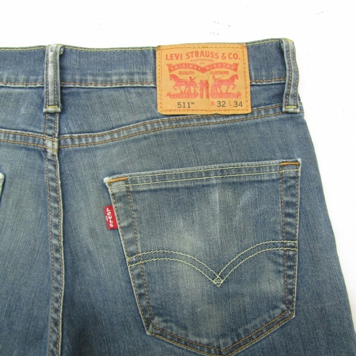 サイズ W32 L34 Levi's 511 ストレッチ デニム パンツ ジーンズ スリム テーパード コロンビア製 リーバイス 古着 ビンテージ 2JU1603の画像1