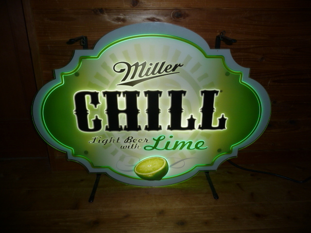 ☆ Miller CHILL LIGHT BEER LIME 電飾看板 照明 オールド ビンテージ