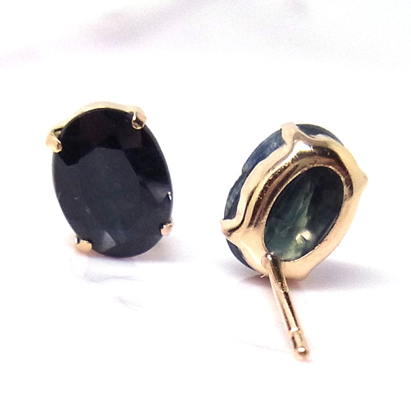 [ бесплатная доставка ]K18YG black sapphire серьги-гвоздики 2ct#3068-1