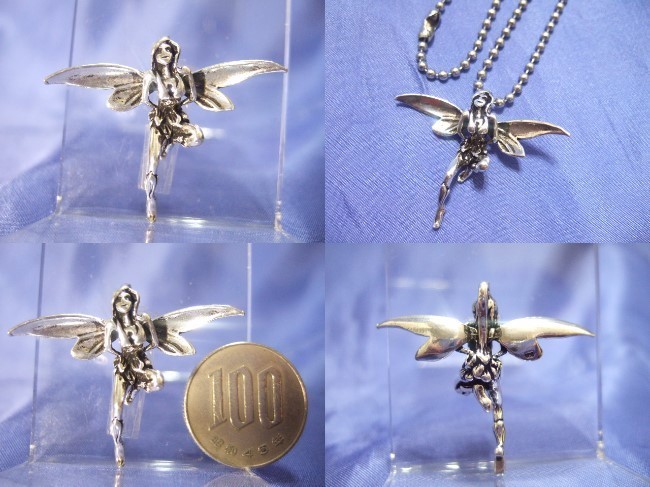  Yokohama newest silver SILVER925 silver pendant Angel! attraction. angel. feather 4 gram width 40 millimeter men's lady's postage 220 jpy necklace 24a
