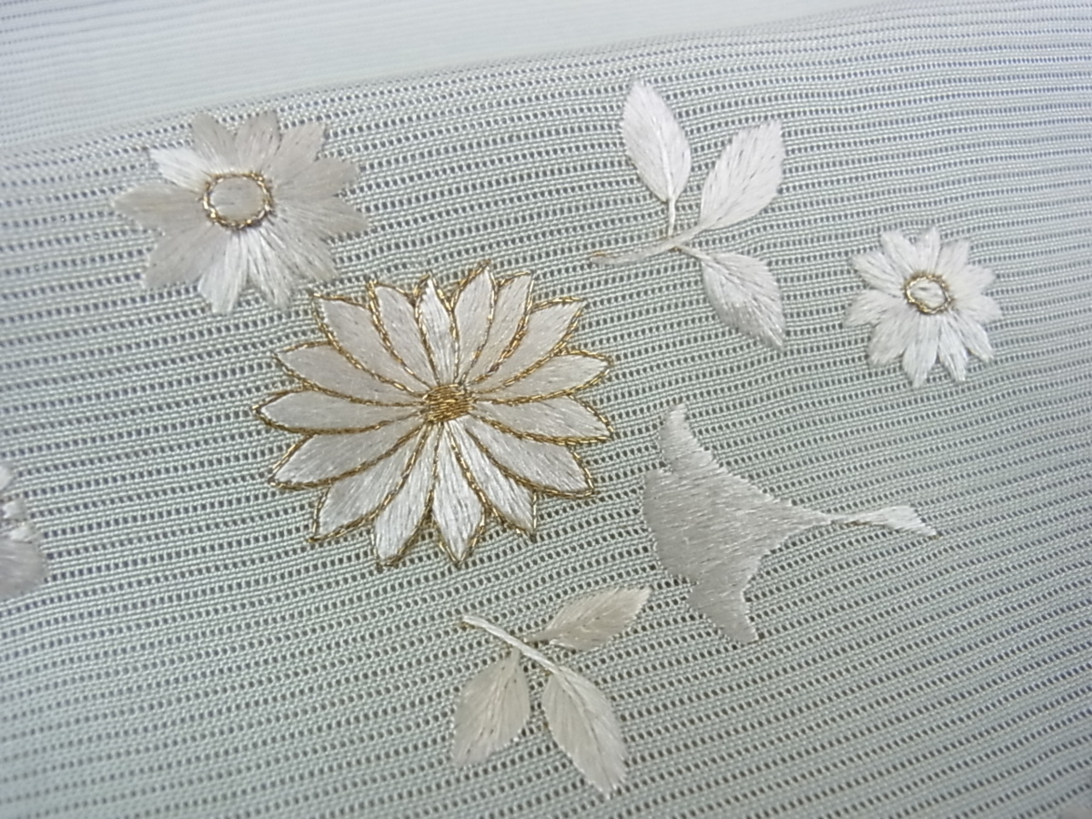花美人着物□夏物 訪問着 総刺繍 絽 吹き寄せ花文 金糸 逸品 ps1594