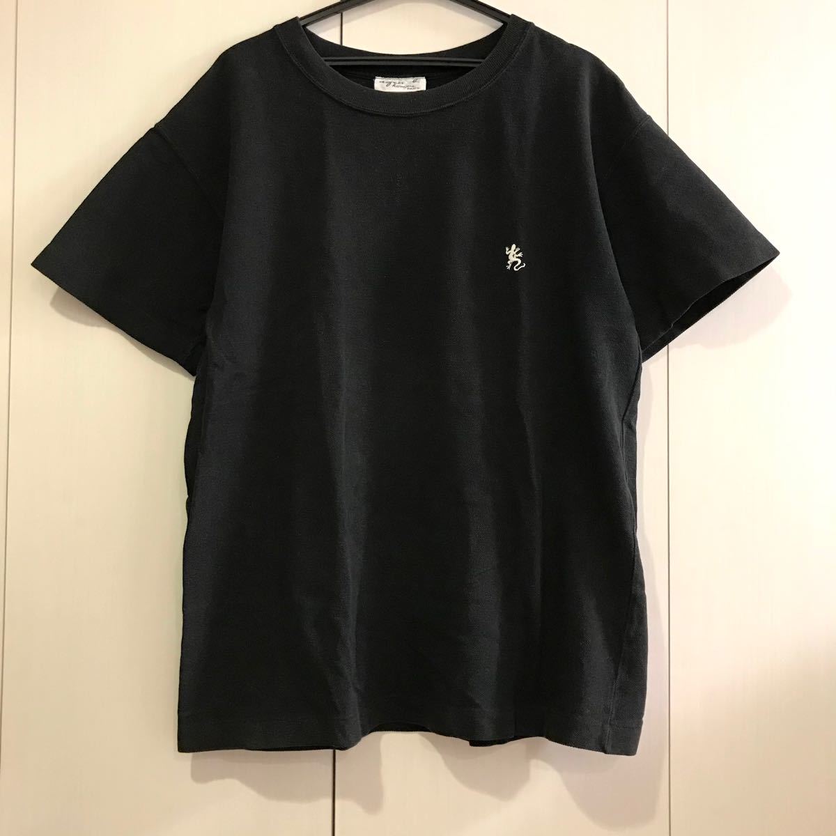 アニエスベー オム トカゲ 刺繍 Tシャツ 黒 ブラック agnisb レザール