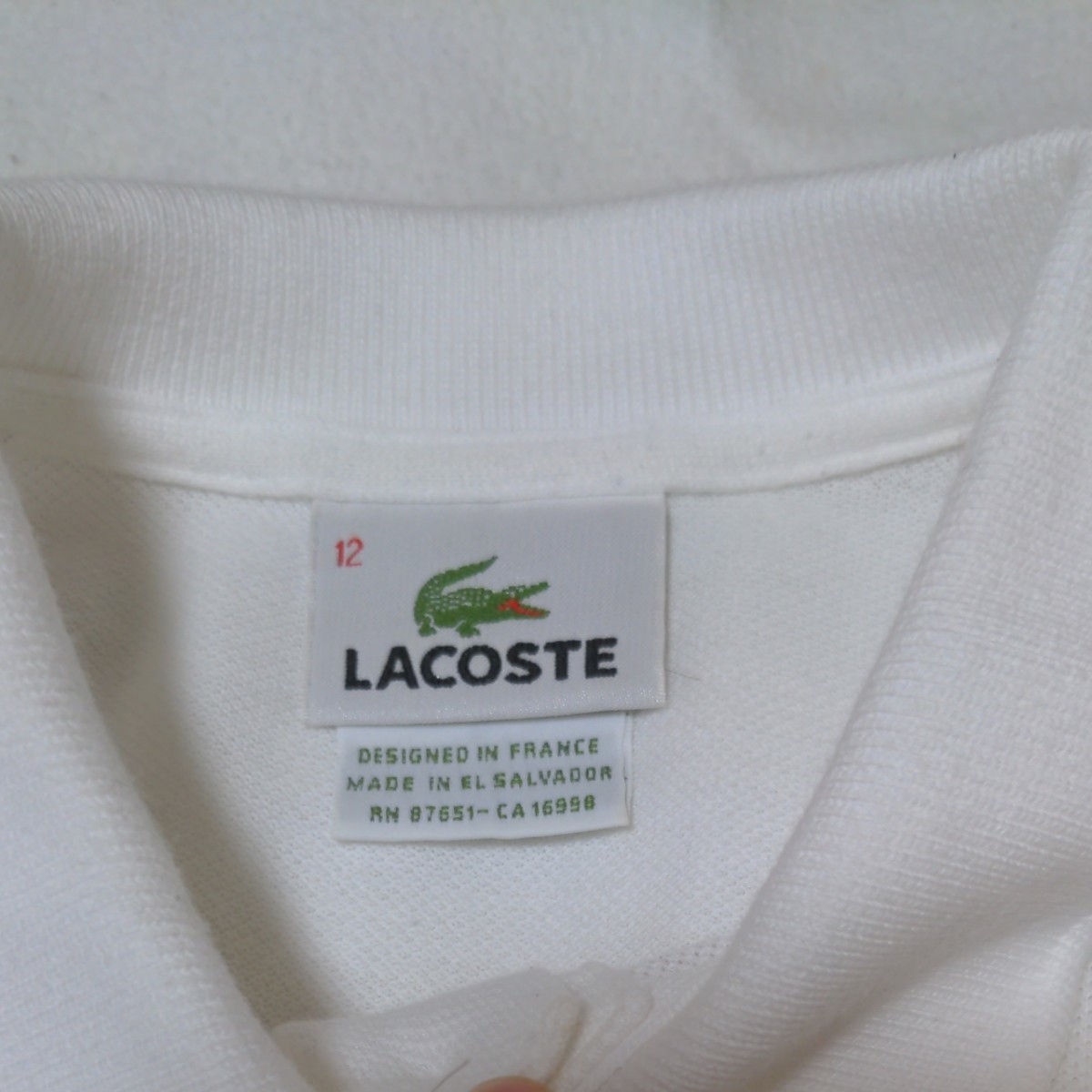 LACOSTE ラコステポロシャツ 半袖 フランス製 ホワイト　ヴィンテージ　レディース　キッズ150 160