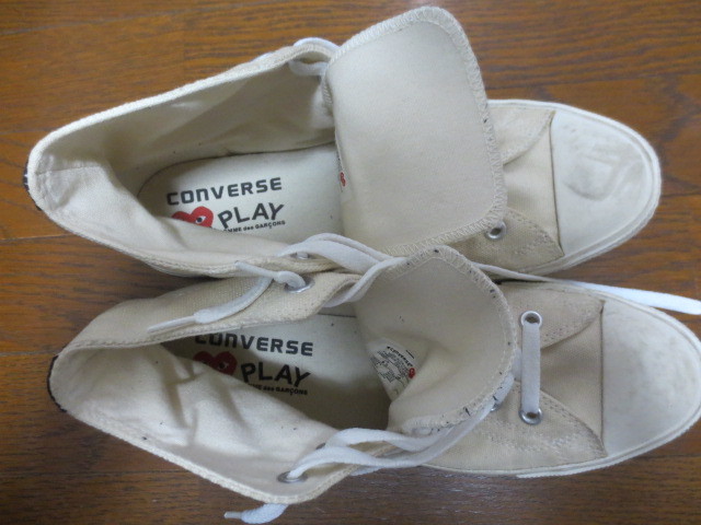 PLAY COMME des GARCONS × CONVERSE　コムデギャルソン×コンバース　コラボ　プリント入りハイカットスニーカー　生成り　２８ｃｍ_画像7