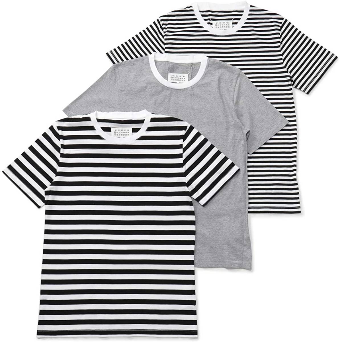 L 新品 メゾンマルジェラ ボーダー 白黒 パックT ステレオタイプ 3パック Tシャツ STEREOTYPE 3PACK 3枚 セット MaisonMargiela パック 黒_画像5