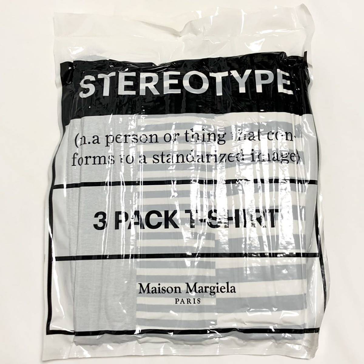 L 新品 メゾンマルジェラ ボーダー 白黒 パックT ステレオタイプ 3パック Tシャツ STEREOTYPE 3PACK 3枚 セット MaisonMargiela パック 黒_画像2