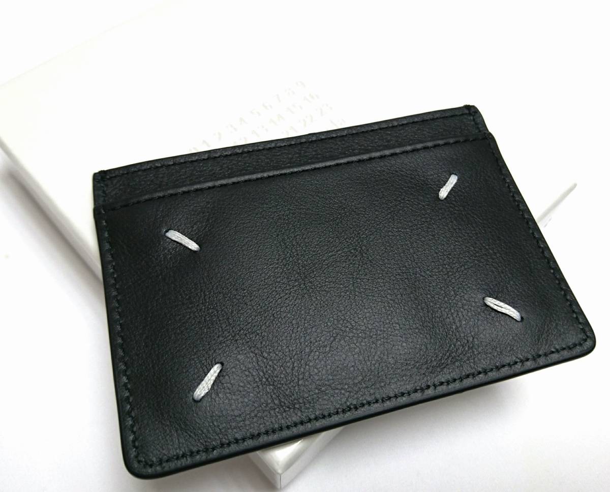 新品 メゾンマルジェラ 4ステッチ レザー カード ケース カードホルダー パス 定期入れ ZERO IMPACT CARD CASE 黒 ロゴ ゼロインパクト