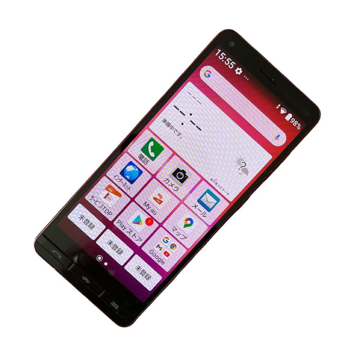 超美品】BASIO4 au スマートフォン SIMフリー ワインレッド
