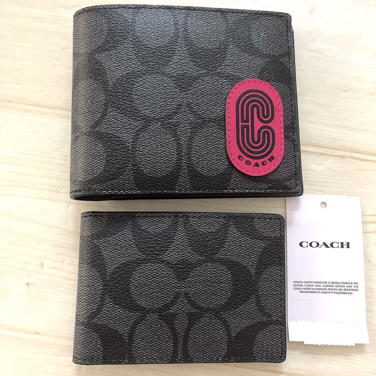 破格値下げ】 コーチ COACH 男性用折り財布 C8297 2点セット
