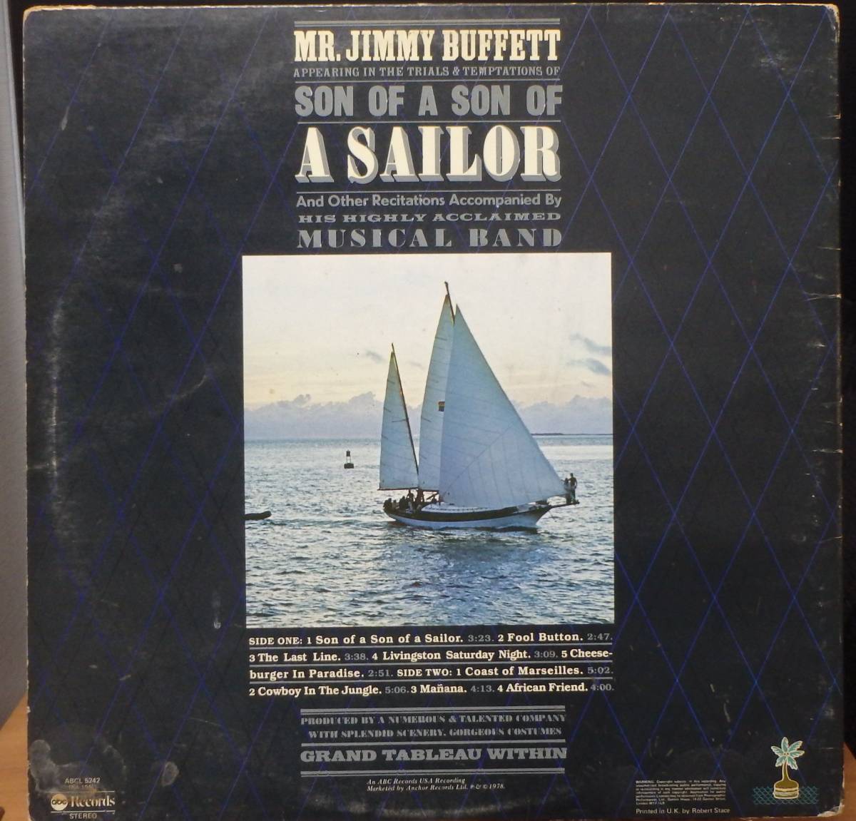 【SW182】JIMMY BUFFETT 「Son Of A Son Of A Sailor」, ’78 UK Original　★SSW/カントリー・ロック/クラシック・ロック_画像2