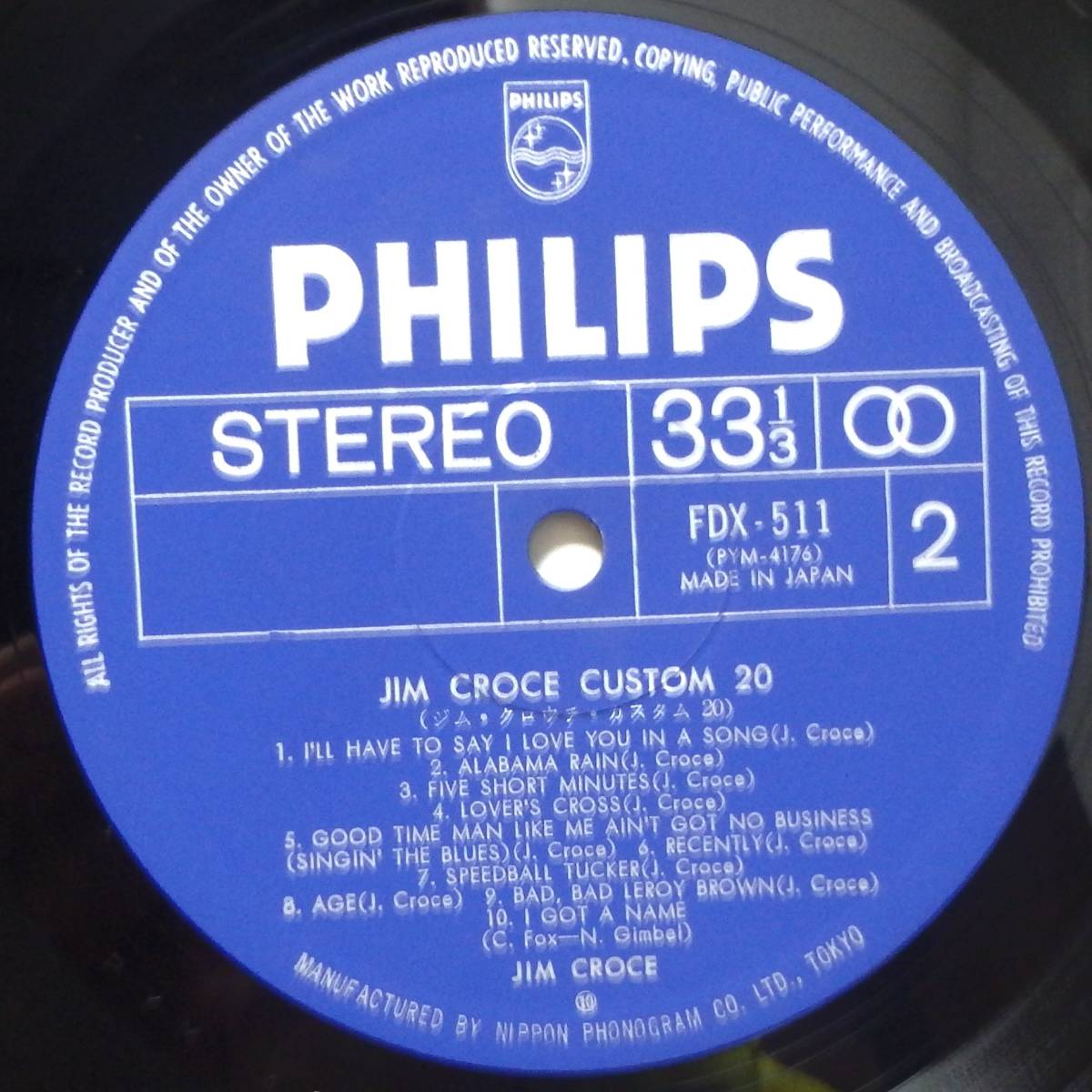 【SW302】JIM CROCE 「Custom 20 (カスタム 20)」, ’74 JPN Comp./初回盤　★SSW/フォーク・ロック_画像5