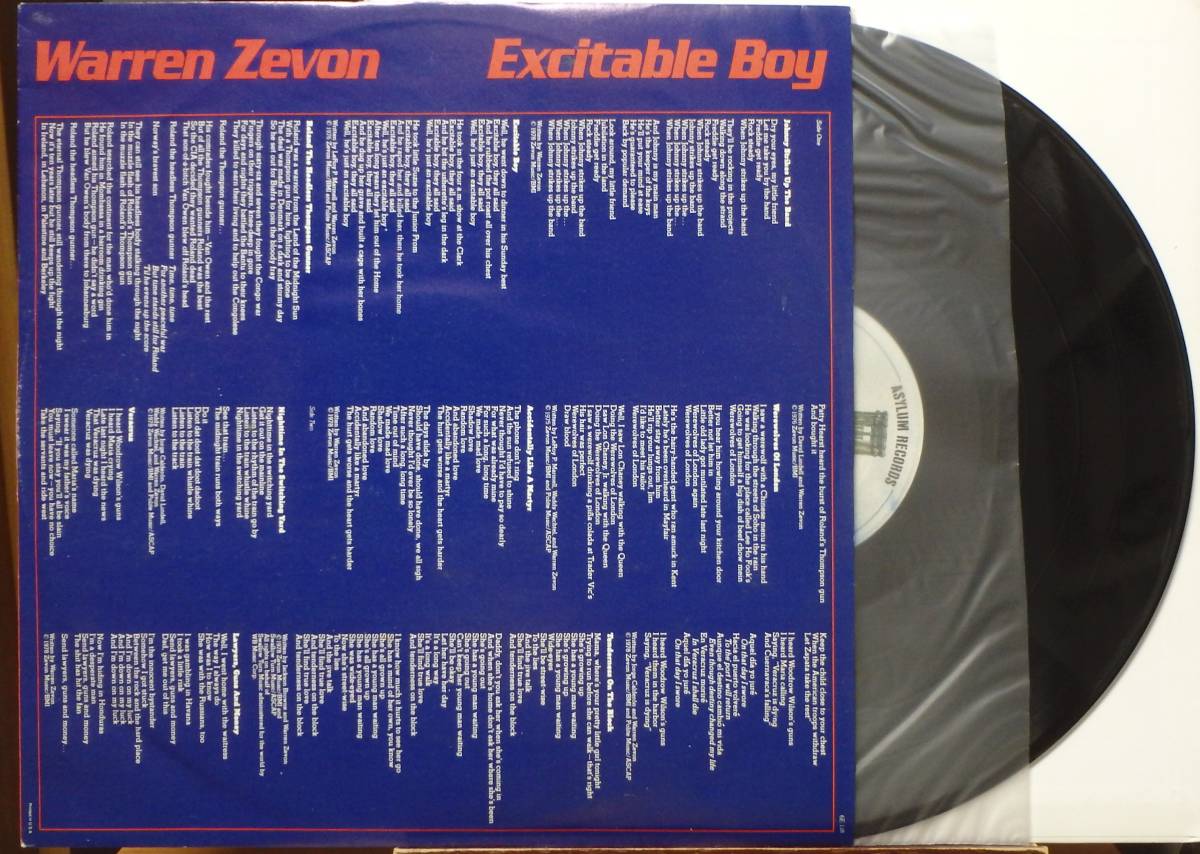 【SW366】WARREN ZEVON 「Excitable Boy」, ’78 US Original　★SSW/ポップ・ロック_画像6