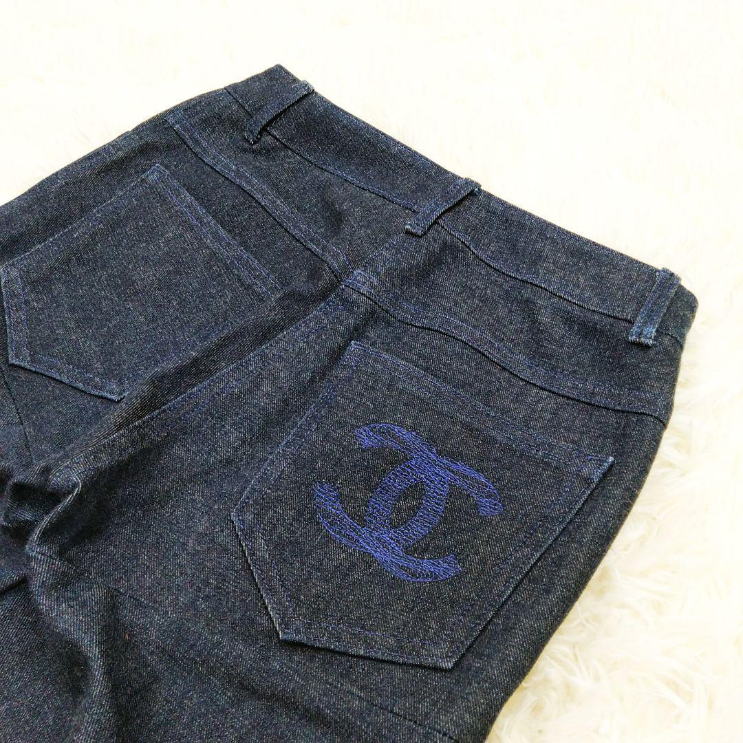 CHANELシャネルサイドラインCCステッチデニムパンツ34-