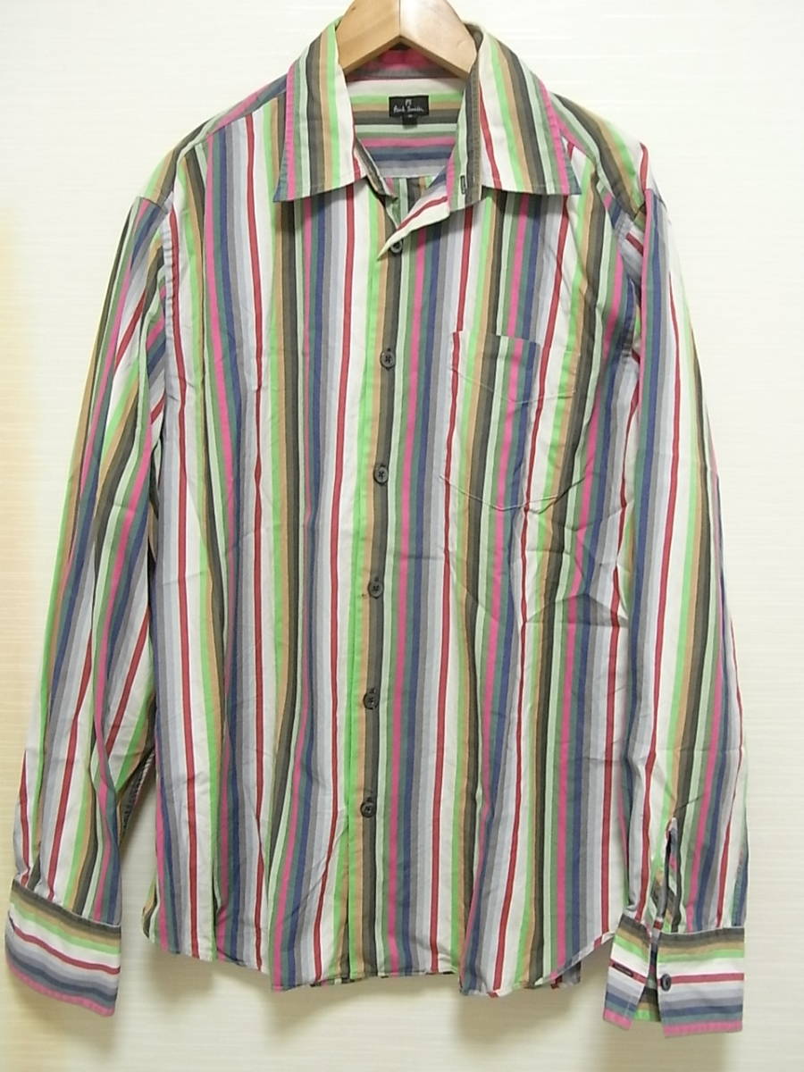 国産最新品 Paul smith ポールスミス 総柄シャツ ストライプ URlC7