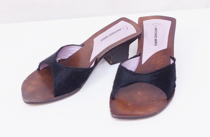 Antonio Miro Wood Soles Harako Mule Sandals 37 Black