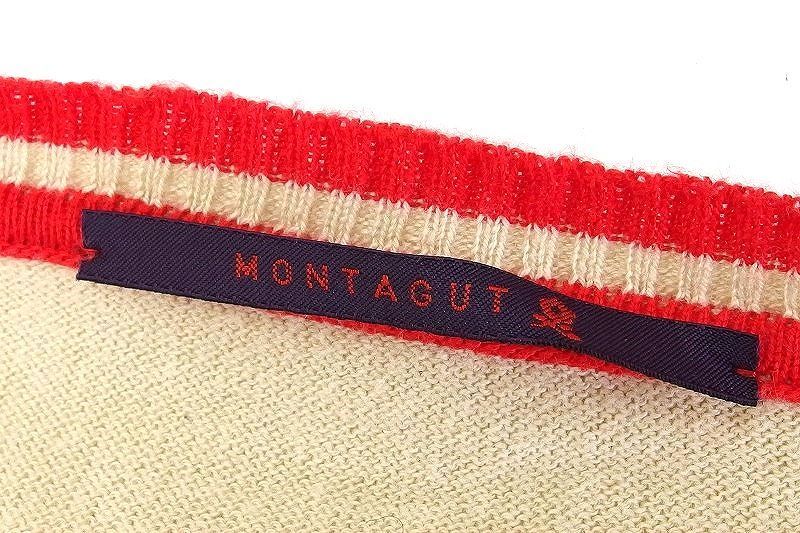 montagyuMONTAGUT Франция производства короткий рукав вязаный cut and sewn мужской бежевый × красный 